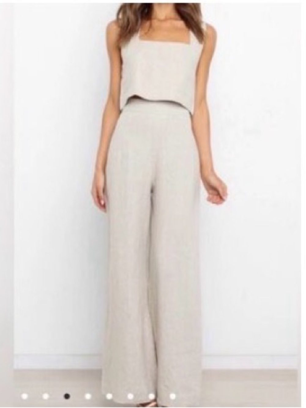Petal & Pup Beige Wide-Leg Two-Piece Set